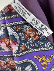 Hermes scarf vintage women, scarf, shawl, scarfs for women, vintage shawl, luxury shawl, Silk Scarf Wrap, “QALAMDAN” Made in France, Purple