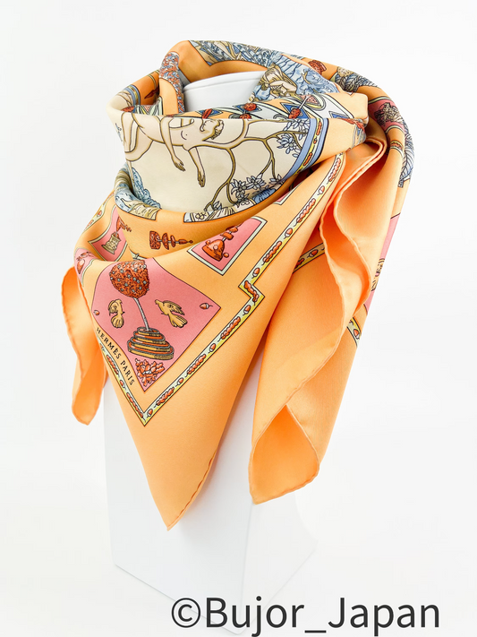 Hermes scarf "Le Songe de Poliphile", Vintage silk scarf made in France, Head scarf, Scarf 90cm, Accessories for Women, Silk Scarves