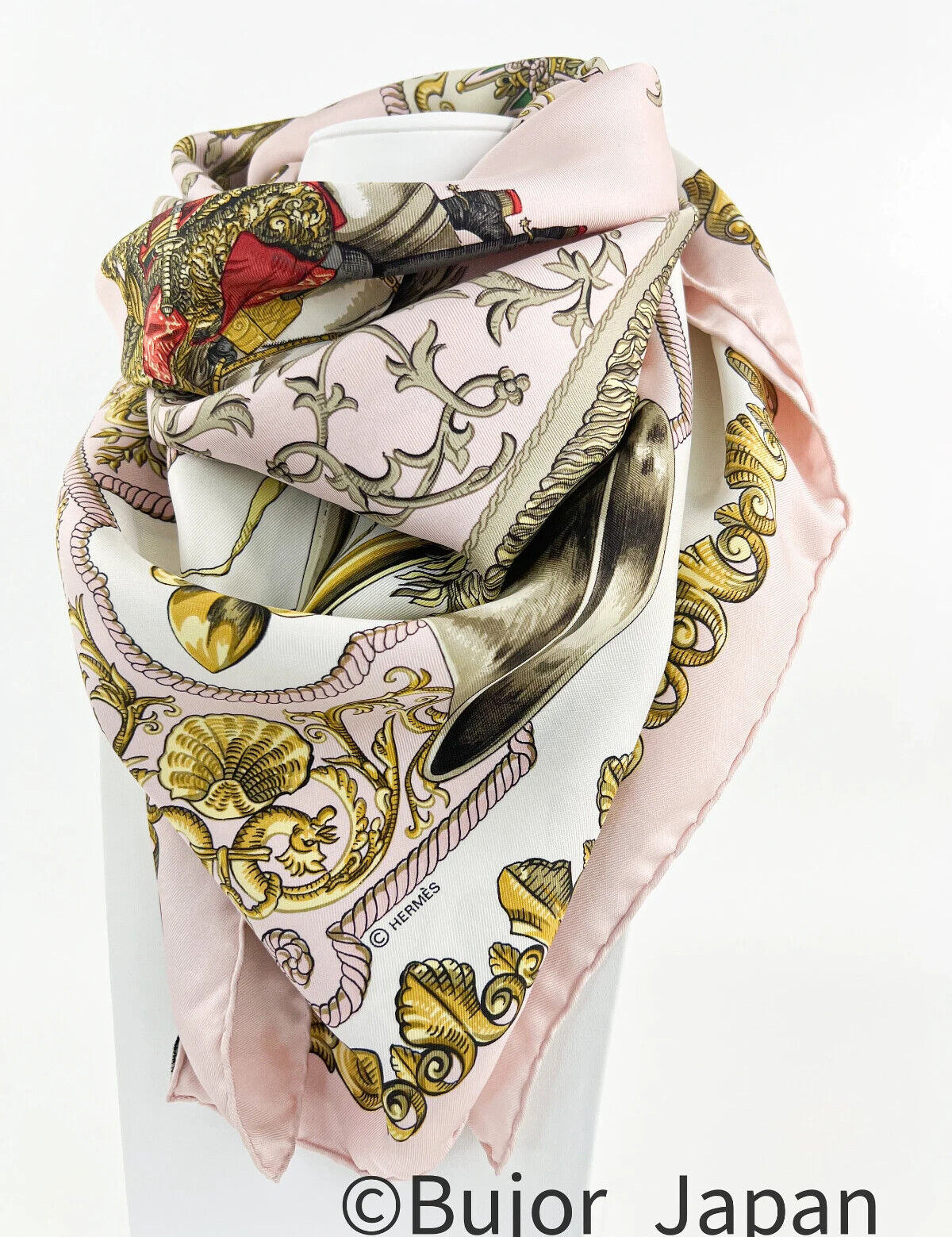 HERMES Scarf Carre90 Pink "lvdovicvs mangnvs" Silk 100% Mint made in France, Hemers silk scarf vintage, Scarf 90cm, Bag Accessories Gift