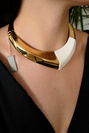 Vintage Givenchy Necklace, Gold Tone Necklace 80s, Choker Necklace,  white Color, Vintage Jewelry Necklace, Gift for her, Personalized Gifts