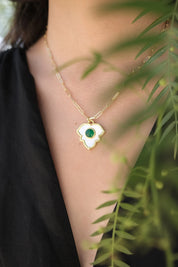 Fine Silver Ivy Pendant Necklace, 925 leaf necklace,  Friendship necklace, Fidelity symbol necklace ,Love necklace , nature, mother of pearl