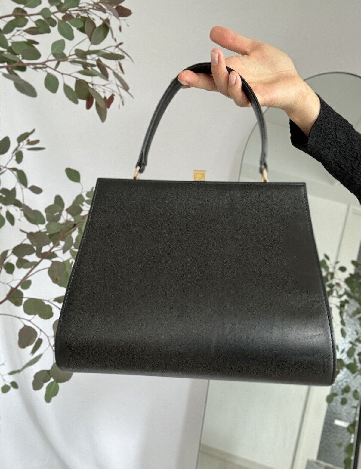 Karl Lagerfeld Clasp bag, Vintage Karl Largerfeld handbag, Classic top handle bag, elegant handbag, Bag Leather Women, Vintage Handbag