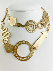 Vintage Kenzo necklace , ARROW NECKLACE, antique symbols  necklace, Necklace Gold, vintage Necklace, Necklace Large, gift for her