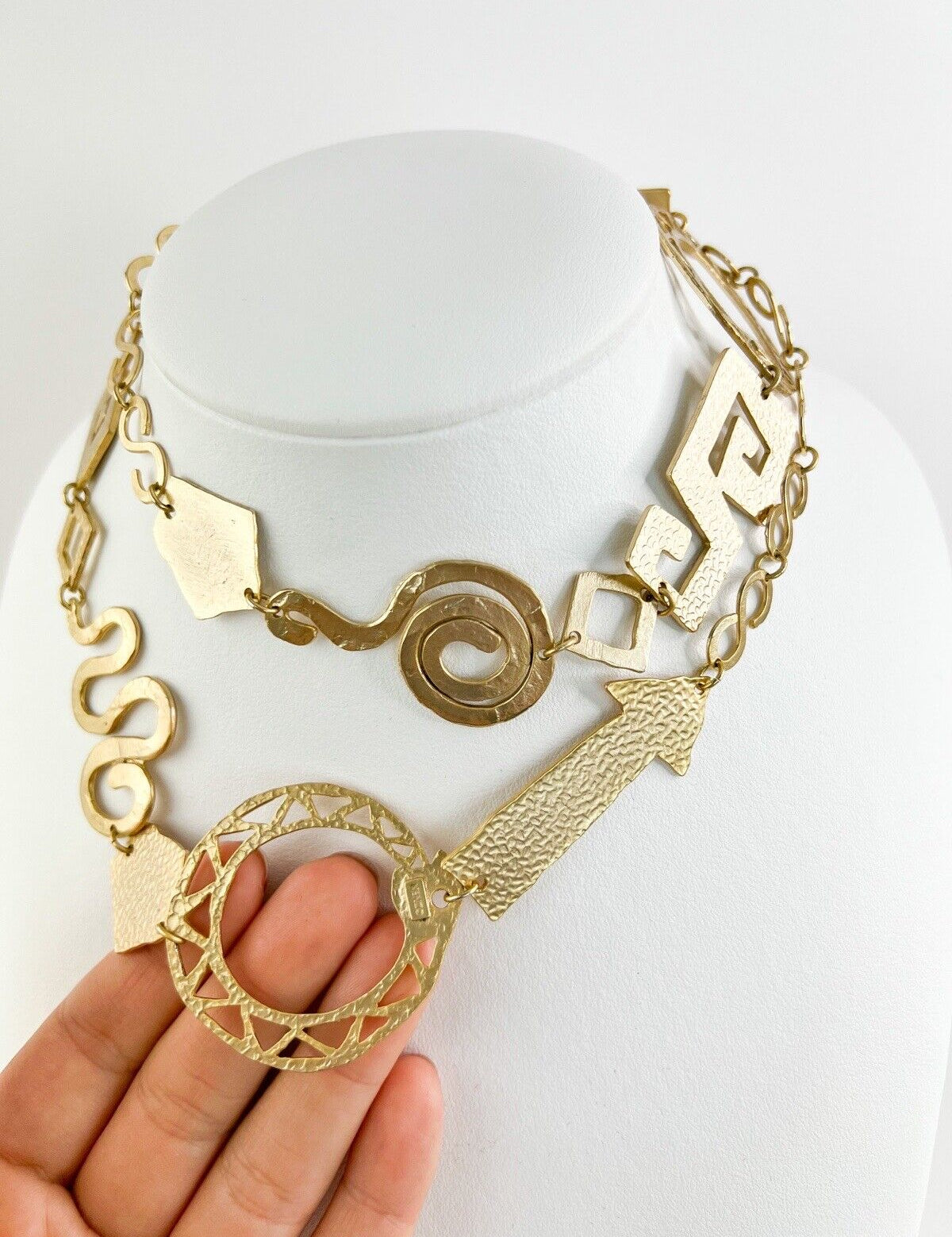 Vintage Kenzo necklace , ARROW NECKLACE, antique symbols  necklace, Necklace Gold, vintage Necklace, Necklace Large, gift for her