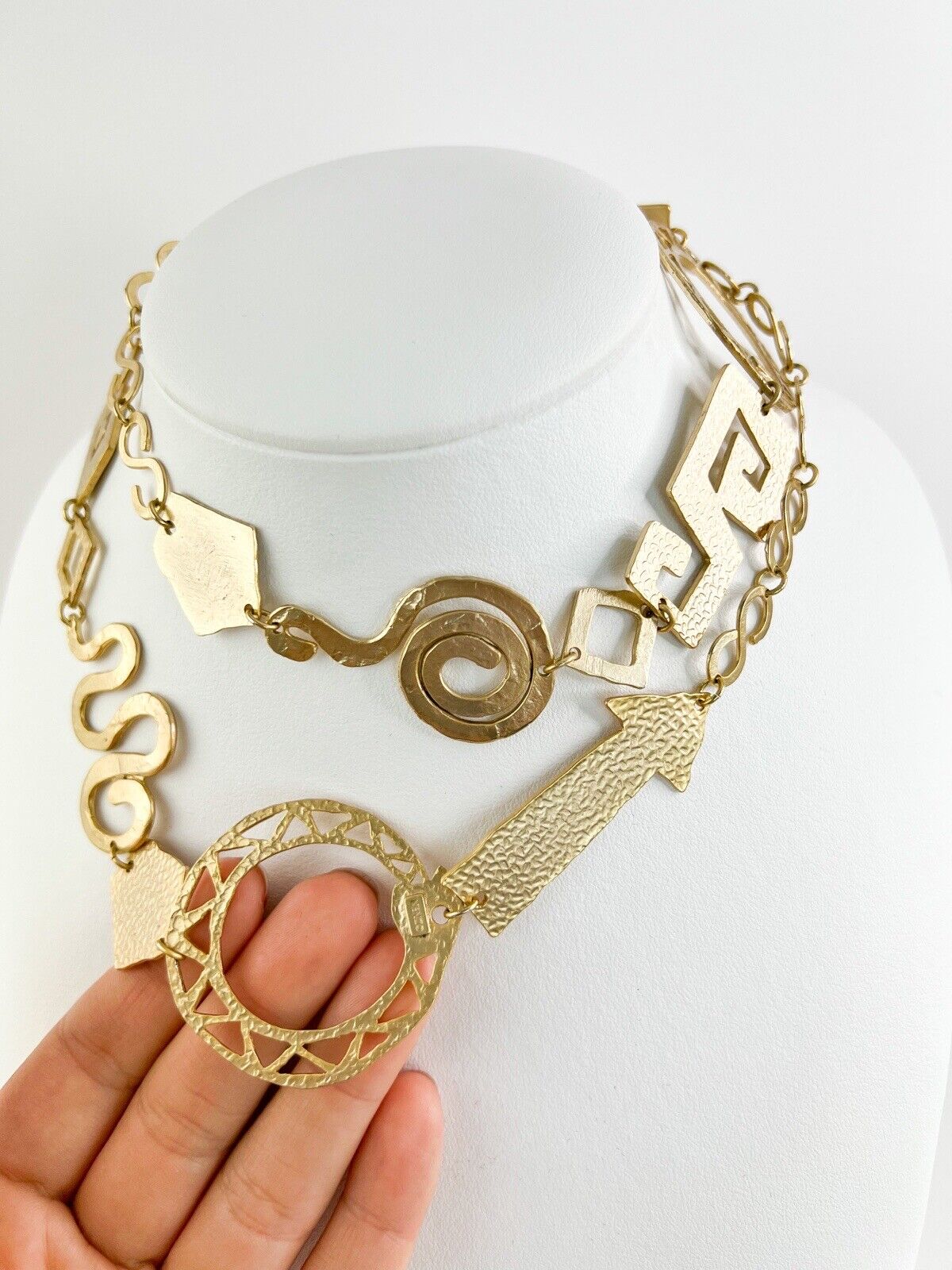 Vintage Kenzo necklace , ARROW NECKLACE, antique symbols  necklace, Necklace Gold, vintage Necklace, Necklace Large, gift for her