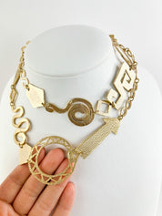 Vintage Kenzo necklace , ARROW NECKLACE, antique symbols  necklace, Necklace Gold, vintage Necklace, Necklace Large, gift for her
