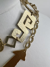 Vintage Kenzo necklace , ARROW NECKLACE, antique symbols  necklace, Necklace Gold, vintage Necklace, Necklace Large, gift for her