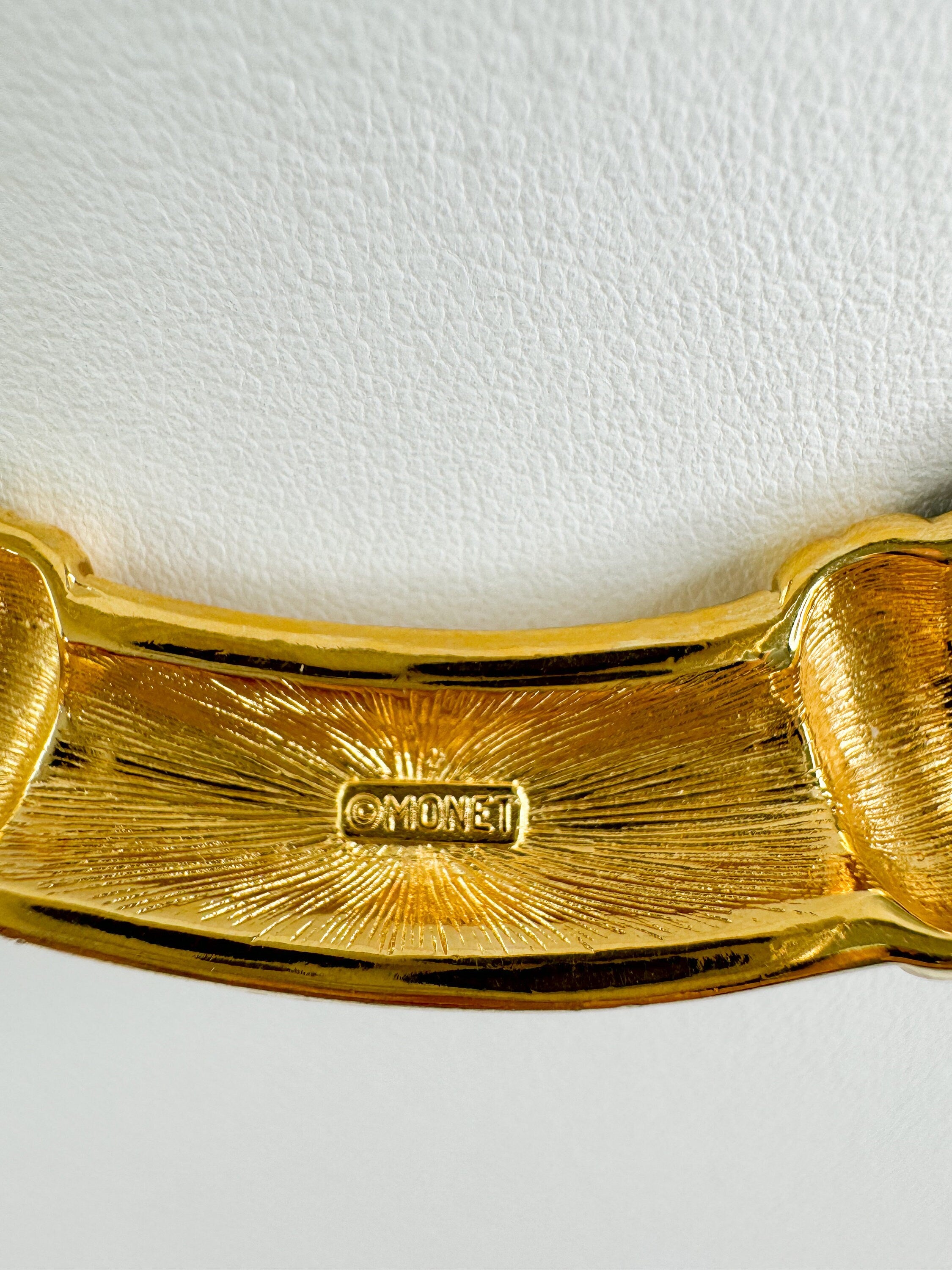 Vintage Monet Necklace Charm, Gold Tone Necklace, Black Enamel, Choker gaspipe  Necklace, Vintage Jewelry, Jewelry for Women, Gift for her