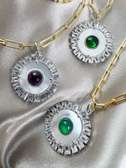 Dainty Necklace,  Mother of pearl Necklace, Evil Eye necklace, Rhodolite necklace, Green onyx necklace, Green 925 Sterling Silver necklace