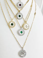 Dainty Necklace,  Mother of pearl Necklace, Evil Eye necklace, Rhodolite necklace, Green onyx necklace, Green 925 Sterling Silver necklace