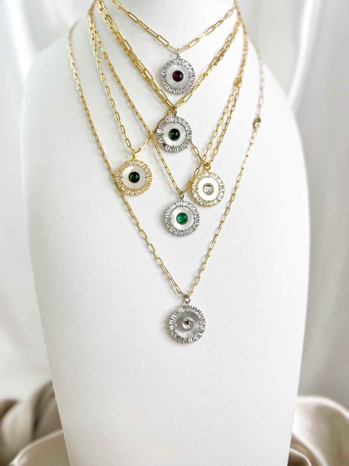Dainty Necklace,  Mother of pearl Necklace, solar eclipse necklace, Green onyx necklace, Green necklace, gift for her , sun necklace love