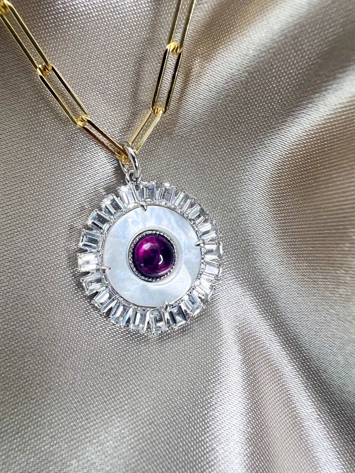 Dainty Necklace,  Mother of pearl Necklace, Evil Eye necklace, Rhodolite necklace, Green onyx necklace, Green 925 Sterling Silver necklace