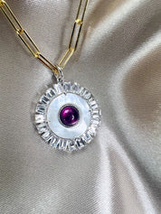 Dainty Necklace,  Mother of pearl Necklace, Evil Eye necklace, Rhodolite necklace, Green onyx necklace, Green 925 Sterling Silver necklace