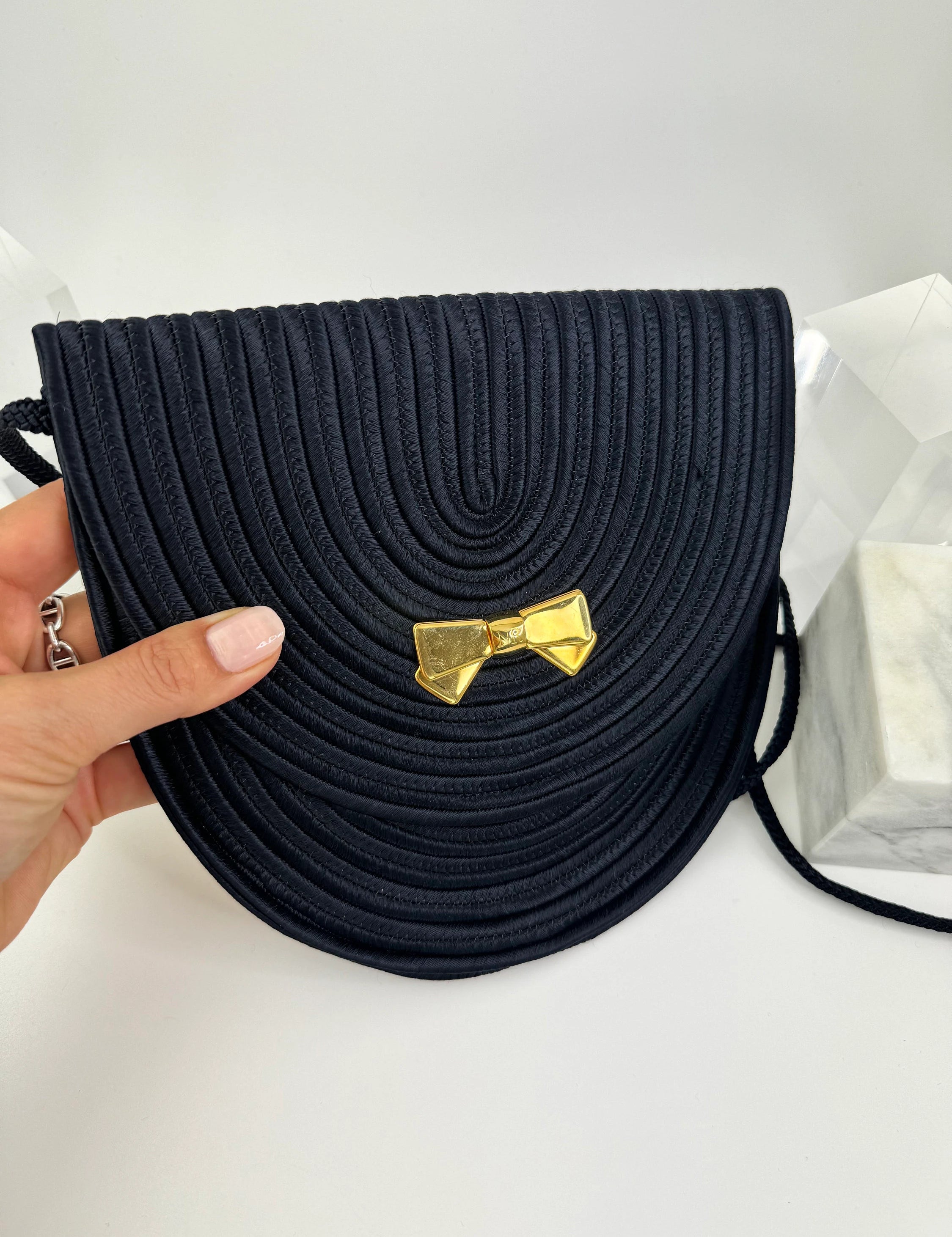 Vintage Nina Ricci Silk  shoulder bag , Nina Ricci Ribbon black bag, Vintage bag, Bags for dress, Crossbody Bag, shoulder bags small