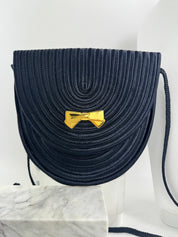 Vintage Nina Ricci shoulder Bag Black Silk Ribbon Made In France