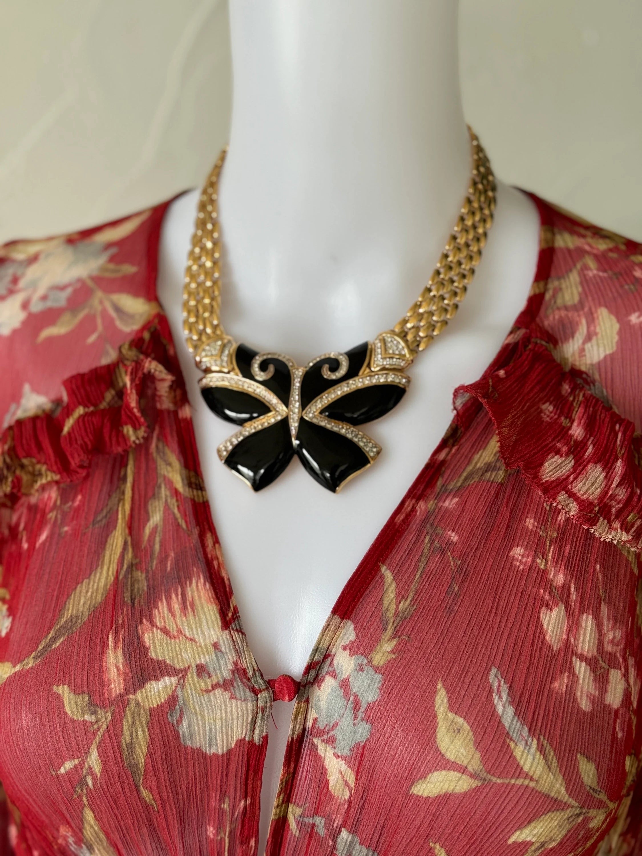 Vintage Nina Ricci Necklace Massive butterfly necklace, butterfly choker, Bridal Necklace, Gold Choker Necklace, Statement Necklace