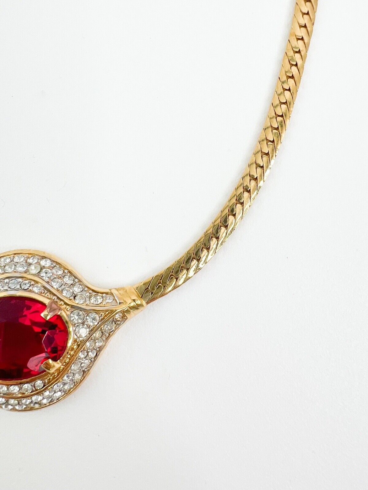 Vintage Nina Ricci Necklace, Gold Tone Necklace, Choker Necklace, Ruby necklace, Vintage Rhinestone, Jewelry for Women, Personalized Gifts