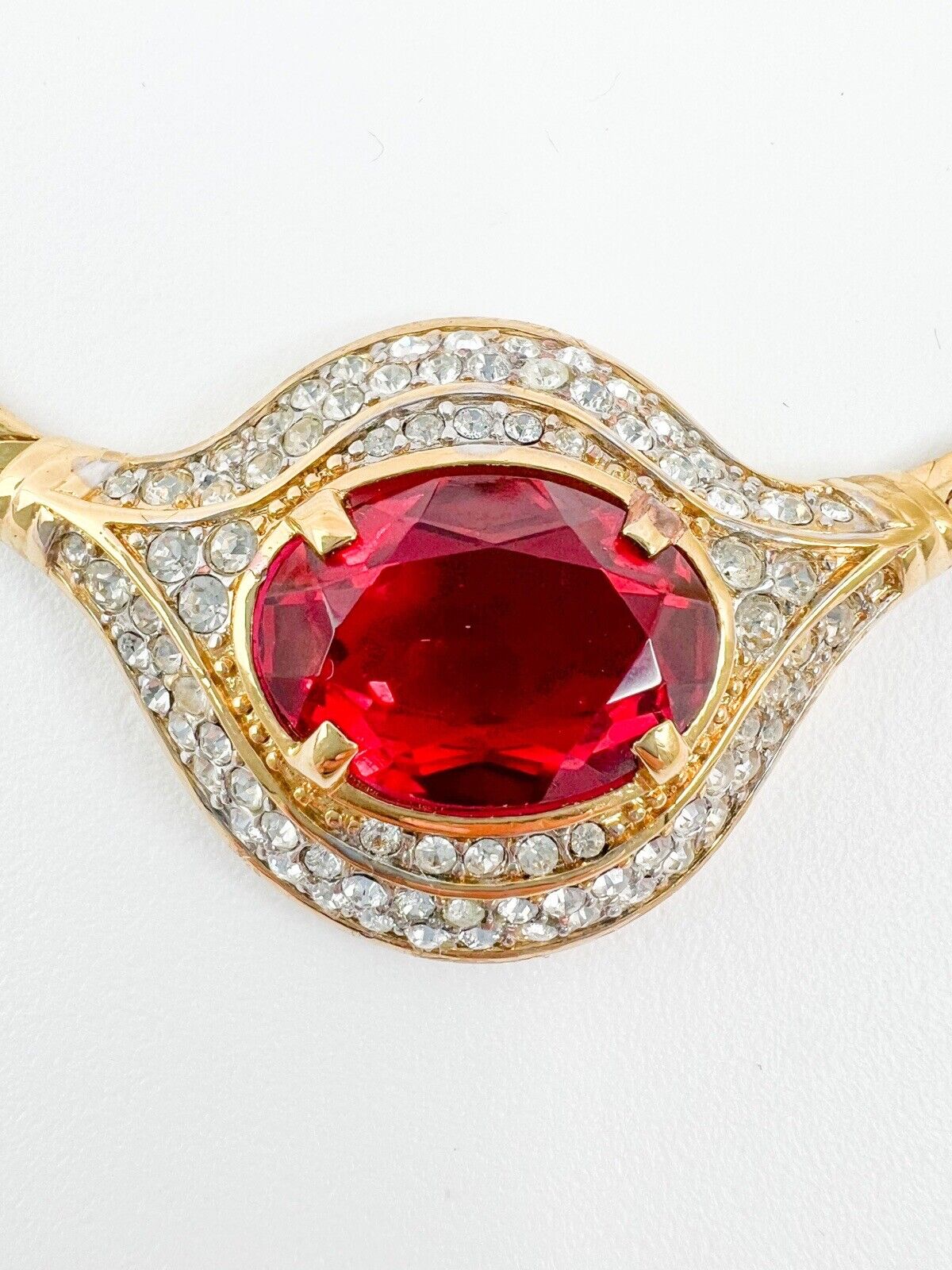 Vintage Nina Ricci Necklace, Gold Tone Necklace, Choker Necklace, Ruby necklace, Vintage Rhinestone, Jewelry for Women, Personalized Gifts