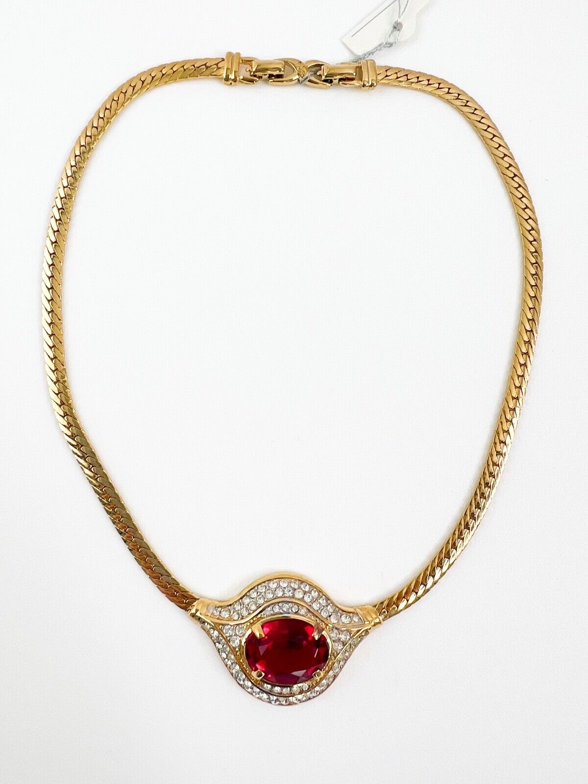 Vintage Nina Ricci Necklace, Gold Tone Necklace, Choker Necklace, Ruby necklace, Vintage Rhinestone, Jewelry for Women, Personalized Gifts