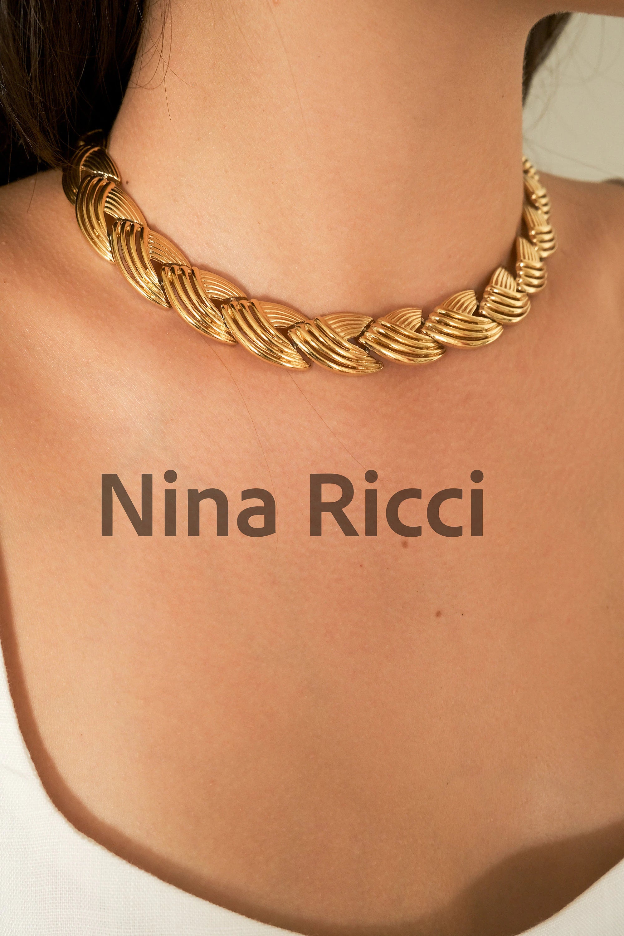 Vintage Nina Ricci Necklace, Gold Tone Necklace, Choker Necklace, gold wheat Charm, Vintage bridal , Jewelry for Women, Personalized Gifts