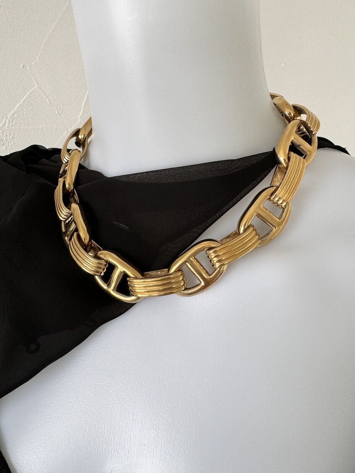 Givenchy Necklace Link Chain Gold Tone Anchor Chain Unisex Vintage