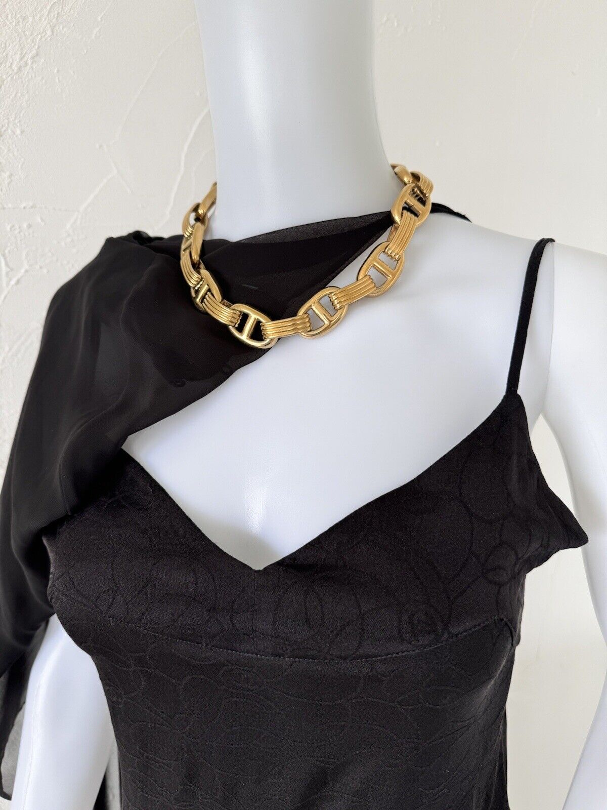 Givenchy Necklace Link Chain Gold Tone Anchor Chain Unisex Vintage