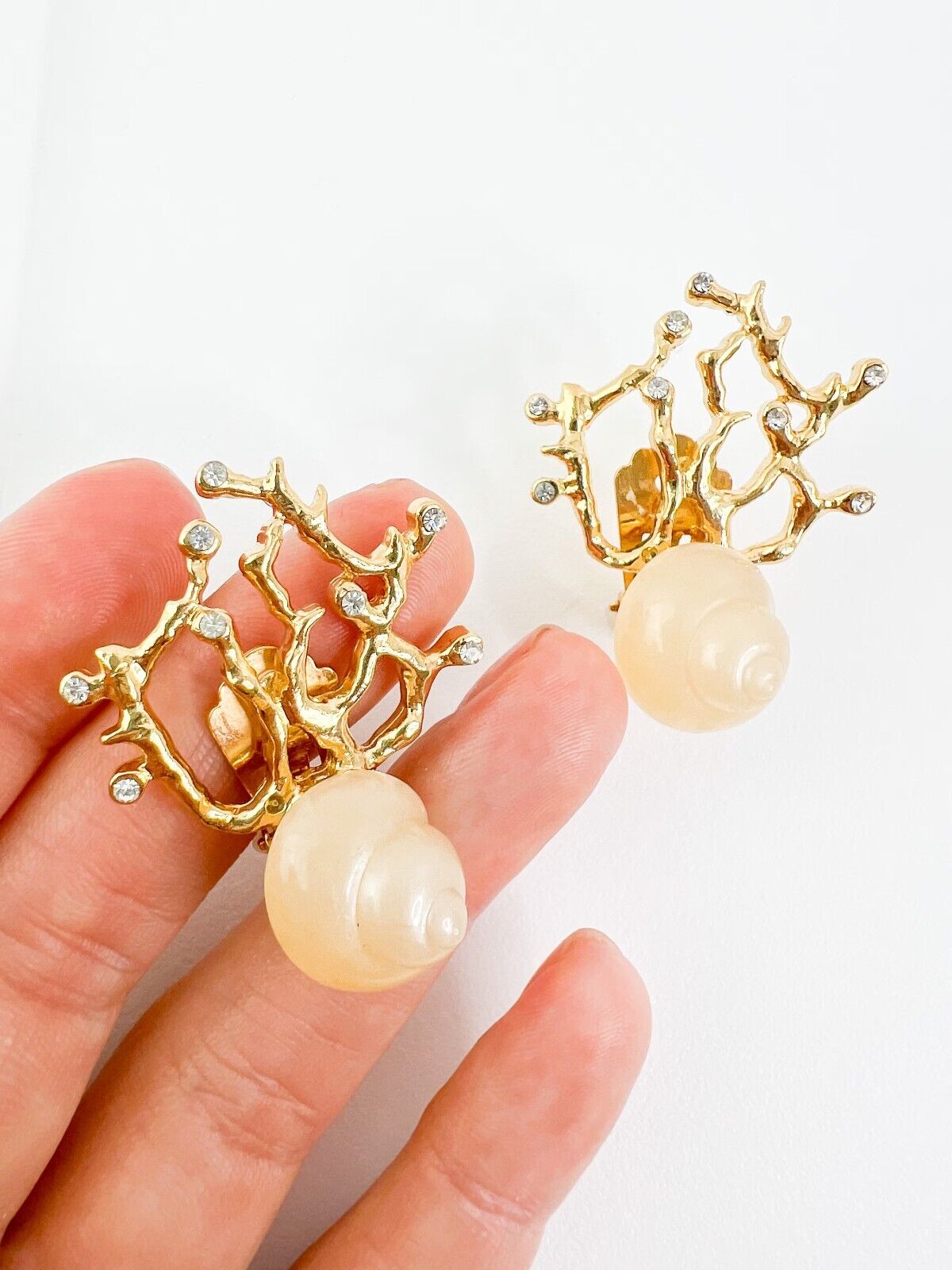 YSL Earrings Vintage, Yves Saint Laurent, Ocean Earrings, Shell Earrings, Coral Earrings, gift for her, gift for mom, Anniversary Gift