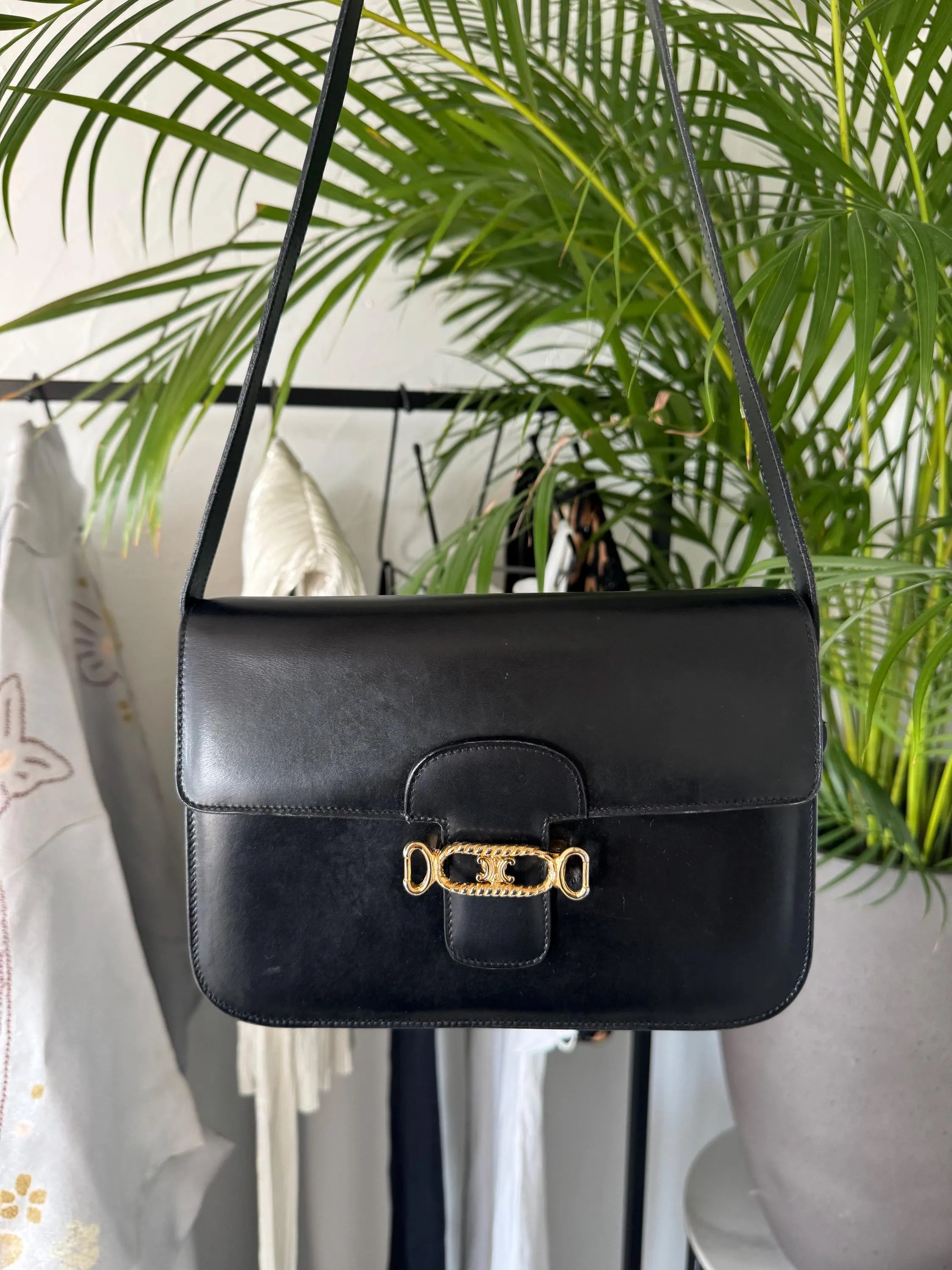 Vintage Celine bag, Celine Paris Triomphe  Shoulder Bag Blue  box Made in Italy, Celine box  bag, Celine 80s, Rare Celine bag, Gift for her