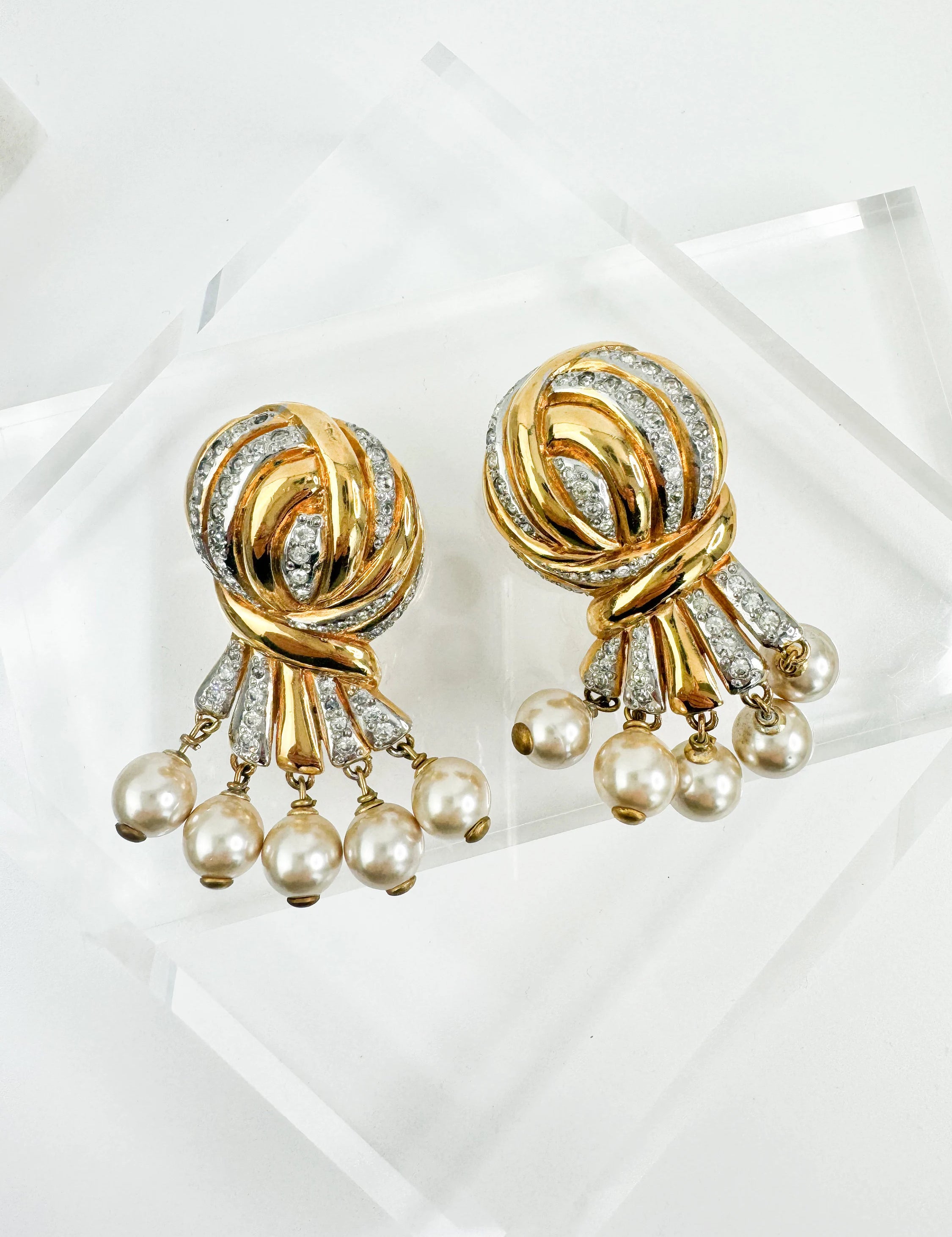 Vintage Valentino Earrings, Gold Tone Earrings, Large Flower Earrings, Dangle Earrings Drop, Made in Italy, Vintage Jewelry, Gift for he