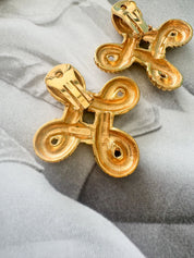 Vintage Valentino Earrings, Vintage Gold earrings, vintage cross earrings, bridal Valentino, Earrings large, Jewelry for Women