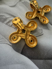 Vintage Valentino Earrings, Vintage Gold earrings, vintage cross earrings, bridal Valentino, Earrings large, Jewelry for Women