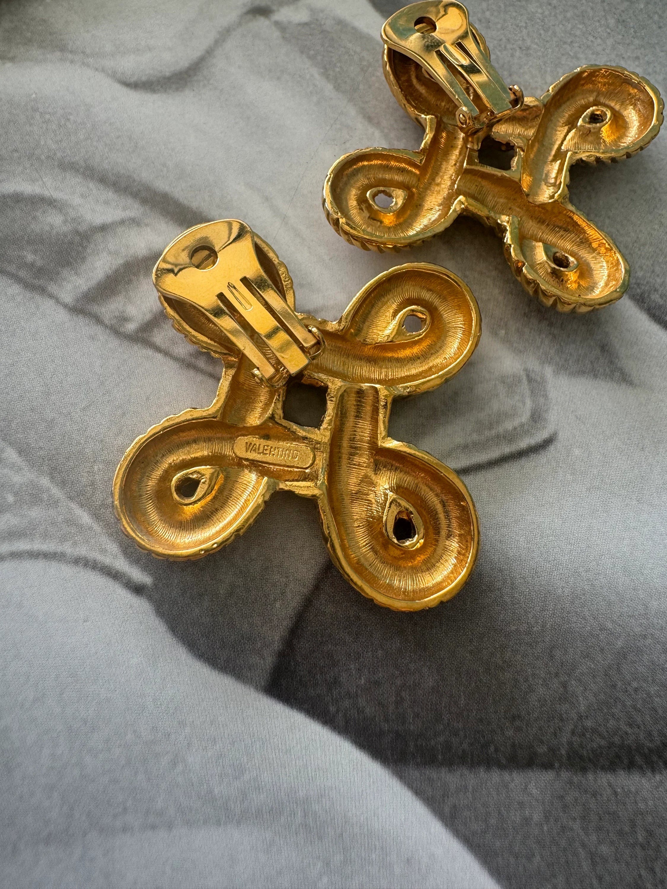 Vintage Valentino Earrings, Vintage Gold earrings, vintage cross earrings, bridal Valentino, Earrings large, Jewelry for Women