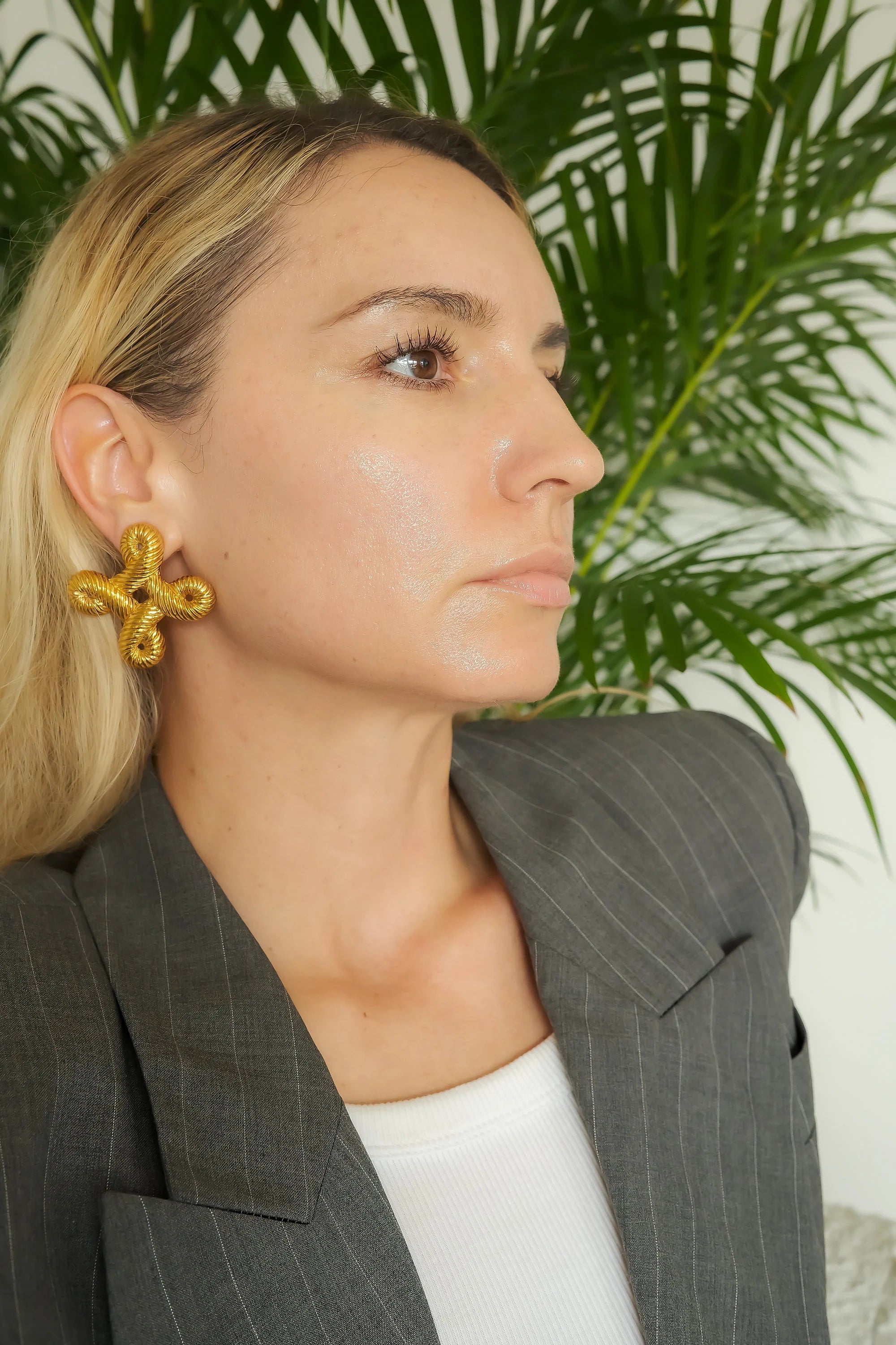 Vintage Valentino Earrings, Vintage Gold earrings, vintage cross earrings, bridal Valentino, Earrings large, Jewelry for Women