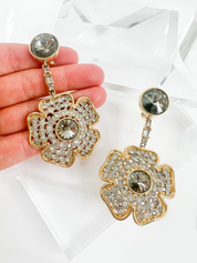 Vintage Valentino Earrings, Gold Tone Earrings, Large Flower Earrings, Dangle Earrings Drop, Made in Italy, Vintage Jewelry, Gift for her