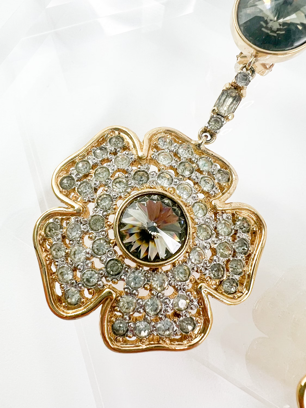 Vintage Valentino Earrings, Gold Tone Earrings, Large Flower Earrings, Dangle Earrings Drop, Made in Italy, Vintage Jewelry, Gift for her