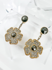 Vintage Valentino Earrings, Gold Tone Earrings, Large Flower Earrings, Dangle Earrings Drop, Made in Italy, Vintage Jewelry, Gift for her
