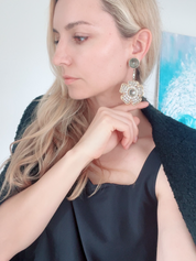 Vintage Valentino Earrings, Gold Tone Earrings, Large Flower Earrings, Dangle Earrings Drop, Made in Italy, Vintage Jewelry, Gift for her