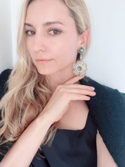 Vintage Valentino Earrings, Gold Tone Earrings, Large Flower Earrings, Dangle Earrings Drop, Made in Italy, Vintage Jewelry, Gift for her