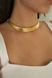 Vintage Monet Necklace, Gold Tone Necklace, minimalist Choker Necklace, massive choker, Vintage Jewelry, gaspipe necklace, Gift for her