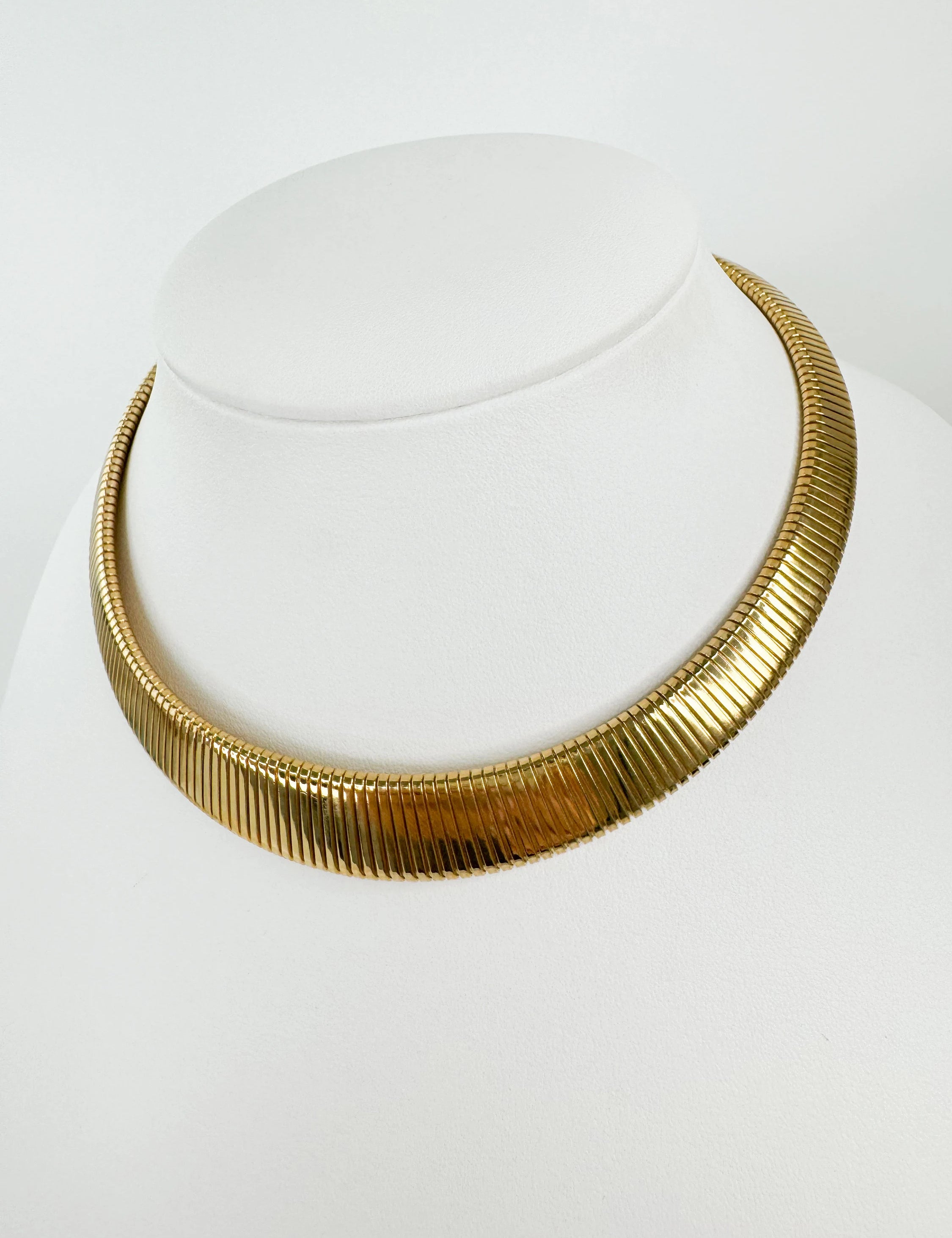 Vintage Monet Necklace, Gold Tone Necklace, minimalist Choker Necklace, massive choker, Vintage Jewelry, gaspipe necklace, Gift for her