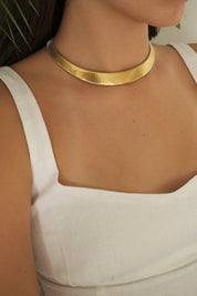 Vintage Monet Necklace, Gold Tone Necklace, minimalist Choker Necklace, massive choker, Vintage Jewelry, gaspipe necklace, Gift for her
