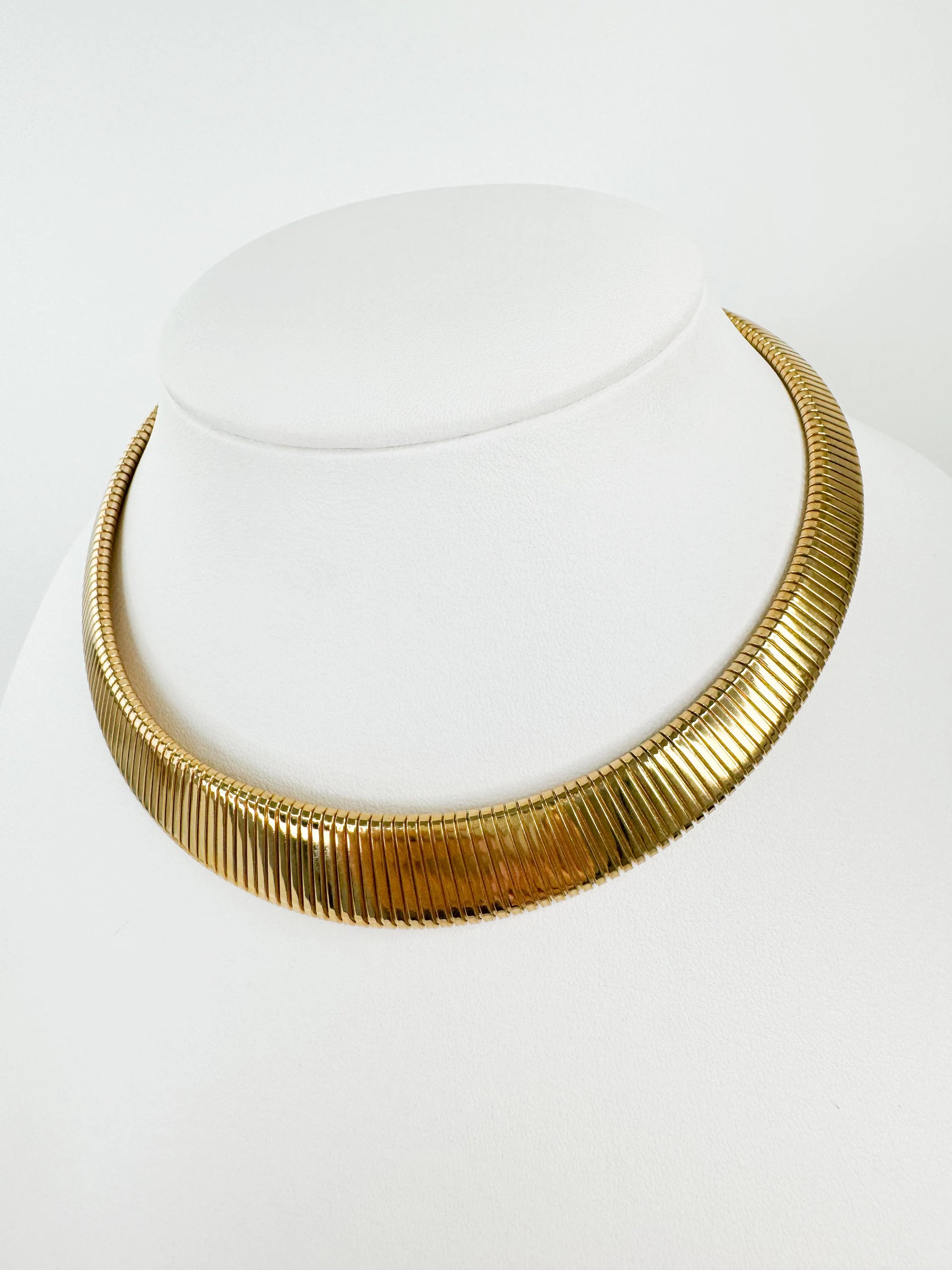 Vintage Monet Necklace, Gold Tone Necklace, minimalist Choker Necklace, massive choker, Vintage Jewelry, gaspipe necklace, Gift for her