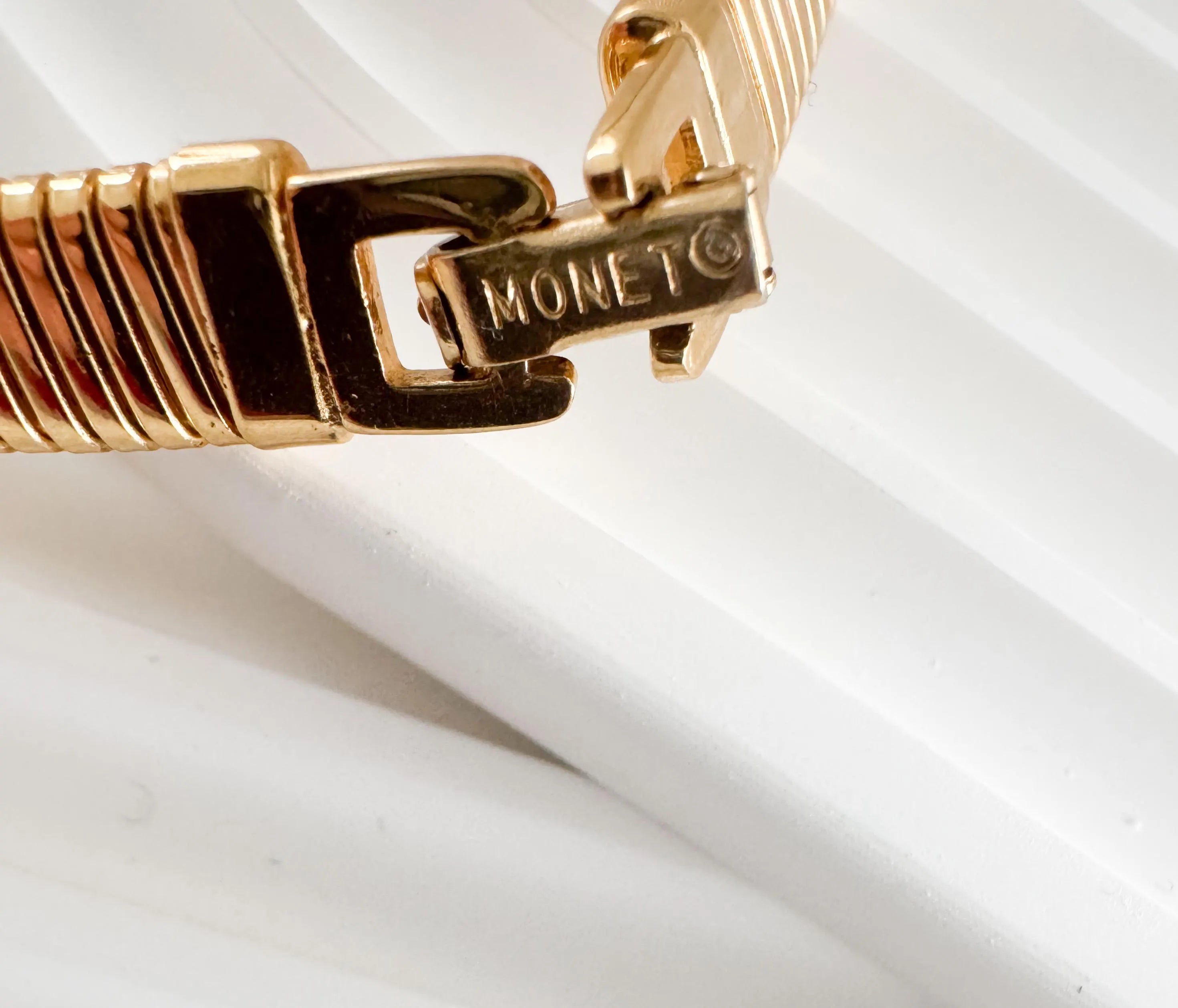 Vintage Monet Necklace, Gold Tone Necklace, minimalist Choker Necklace, massive choker, Vintage Jewelry, gaspipe necklace, Gift for her