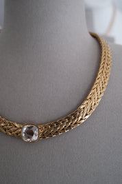 Rare vintage Avon gold tone crystal rhinestone choker, collectible statement jewelry and investment piece for women