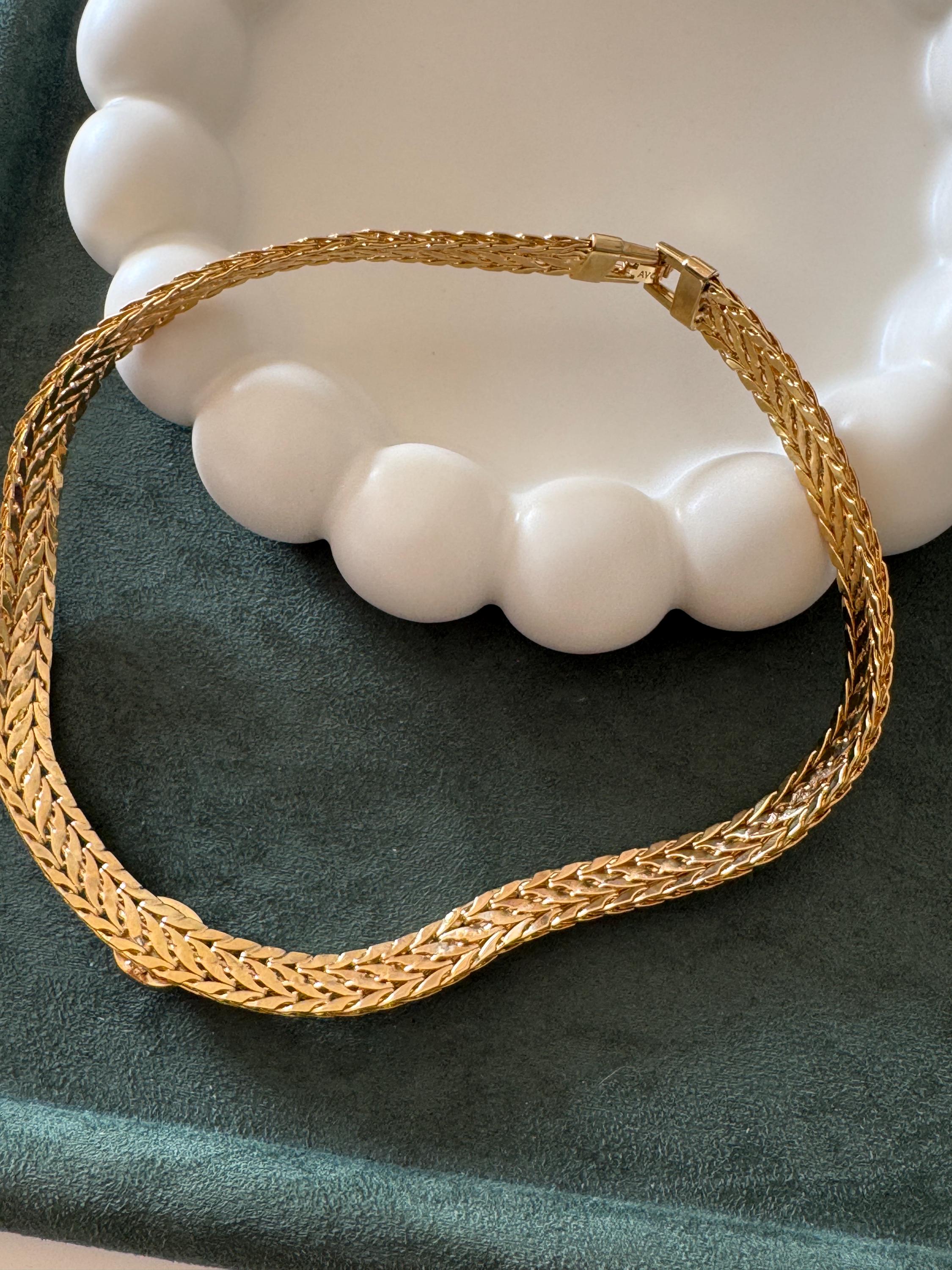 Rare vintage Avon choker necklace in gold tone, crystal rhinestone statement piece and collectible investment jewelry