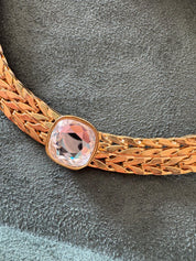 Rare vintage Avon choker necklace in gold tone, crystal rhinestone statement piece and collectible investment jewelry