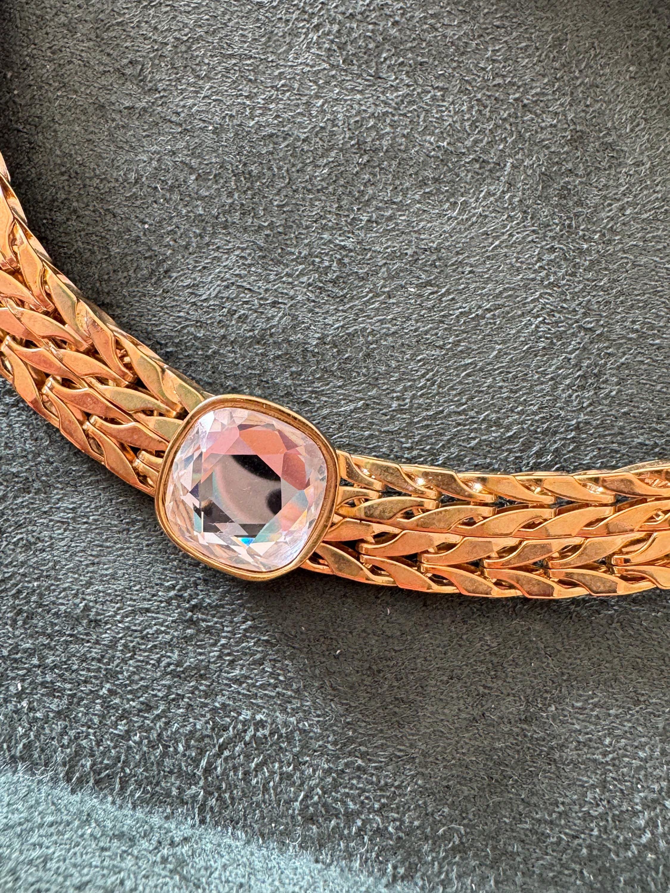 Rare vintage Avon choker necklace in gold tone, crystal rhinestone statement piece and collectible investment jewelry
