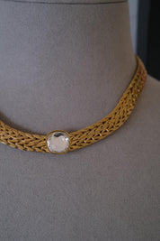Rare vintage Avon gold tone crystal rhinestone choker, collectible statement jewelry and investment piece for women