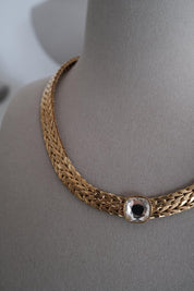 Rare vintage Avon choker necklace in gold tone, crystal rhinestone statement piece and collectible investment jewelry