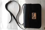 Vintage Celine black leather box bag, classic designer shoulder and crossbody bag, ideal gift for women